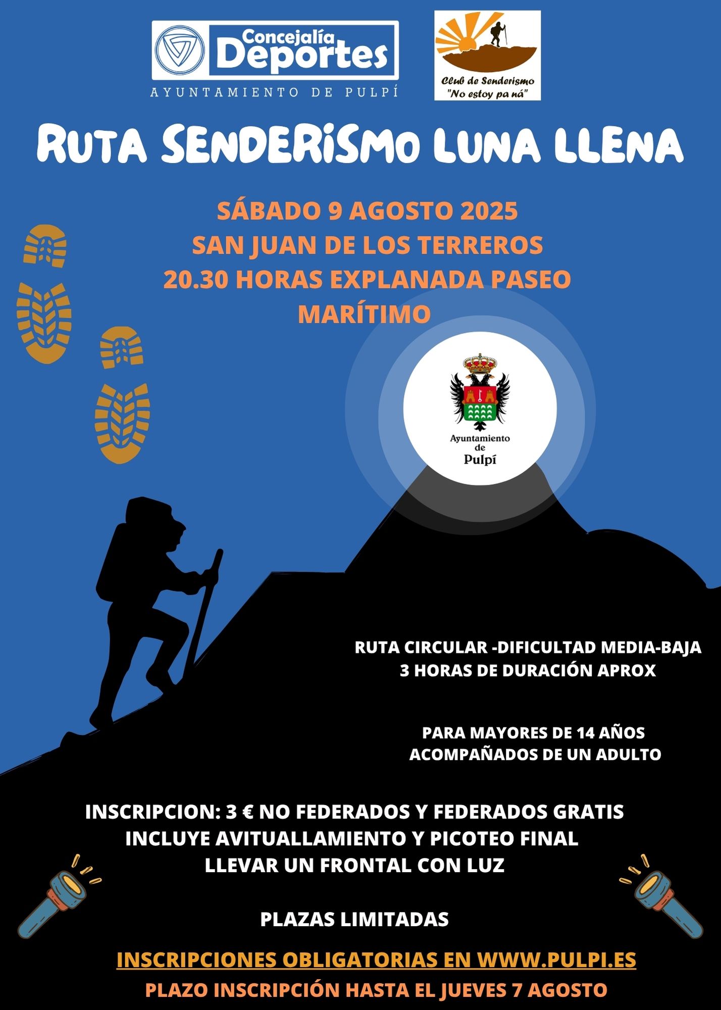 RUTA SENDERISMO LUNA LLENA 9 AGOSTO EXPLAYATE 2025
